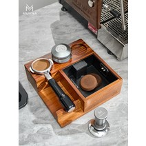 탬핑매트 커피탬퍼 탬핑기 MUVNA Muvna 호두 커피 프레스 파우더 시트 51/53/58mm 디스트리뷰터 베이스 노크 슬래그 박스, [38] 일체형 원목 압축 파우더 시트 중력 다섯개 별