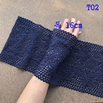 레이스리본 diy넥라인 인테리어 스커트밑단 레이스 원단 보조재 장식라인 레이스스커트 창문커튼, T02-네이비블루 1#1미터 고가