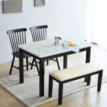 베스트리빙 캘빈 토토 4인용 화강암 대리석 식탁 테이블 세트/의자2개+벤치의자1개 3colors, 화이트, 블랙