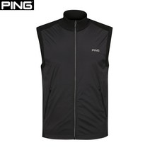 핑 핑(PING) 골프웨어 봄 블랙 남성 우븐 패치 집업 니트 베스트 111B1SV103_BK