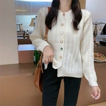 보석 비쥬 단추 꽈배기 꽈 니트 가디건 여성