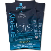 ENERGYBITS 순수 스피루리나 조류 정제 슈퍼푸드 청록색 고단백질 엽록소 비조사 에너지 집중 및 지구력을 위한 유전자 변형 성분 없음 900정, [02] 소형 샘플 팩 - 60정