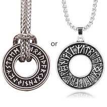 레트로 보석 매력 런닝 vegvisir 나침반 펜던트 목걸이 이교도 이교도 푸트 하크 룬스 바이킹 목걸이 선물
