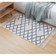 모로칸러그 페르시안카페트 네이비 모로코 술 바닥 매트 코튼 캔버스 추상 문 침실-87
