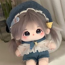 정품 코튼 인형 리 소스 20CM 봉제 동급생 튀김 여자 친구 소녀 선물, 누드 베이비 + 블루 드림 세트 + 헤어 스타일, 스켈레톤 포함 정품(설치됨)