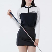 배색 필드룩 여자 기능성 골프 반집업 블랙 긴팔 티셔츠