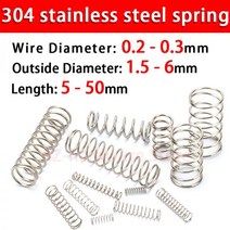 304 스테인레스 스틸 압축 스프링 리턴 와이어 직경 0.2 ~ 0.3mm 외경 1.5 6mm 10 개, 30mm(10PCS), 4mm