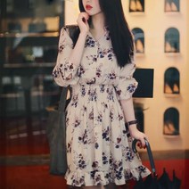 66 88 편안한 빅사이즈 원피스 77 로로비 쉬폰 원피스 데일리 여성 봄 여름 가을 꽃무늬원피스 LS0519