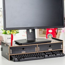 DIY 목아픔방지 모니터받침대 원목받침대 와이드선반 와이드 컴퓨터 32 대모듈 usb 높은 무선충전, 모니터받침대 블랙
