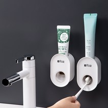 더숨 무타공 자동 치약짜개 치약 디스펜서, 화이트 2개