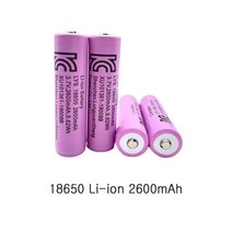 18650 배터리 리튬이온 충전지 배터리 KC인증 2600mAh 고출력 보호회로 3.7v, 1개
