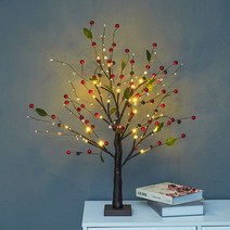 라탄스탠드 침실 무드등 협탁스탠드 라탄 조명 인테리어 뱅커스램프 24 led 레드glod 과일 테이블 배터리 운영 구리 와이어 트리 분기, 붉은 과일 나무 램프, 배터리 전원