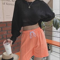 [바보사랑] 여성 데일리 여름 팬츠 반바지 리비에 밴딩 끈 핀턱