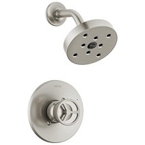 Delta Faucet Trinsic 14 시리즈 오일 러브드 브론즈 샤워 수도꼭지 H2Okinetic 헤드 수도꼭지 세트 트림 키트 기구 베네치아 T14258RB(밸브, Wheel Handle, Stainless