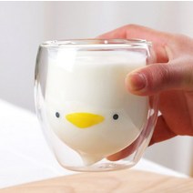 예쁜유리컵 250ML 오리 둥근유리컵 유리커피잔