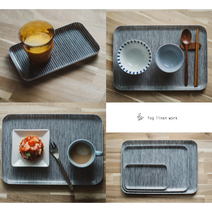 포그 린넨 코팅 트레이 3size 그레이 화이트 스트라이프 / fog linen work 쟁반, Medium