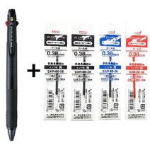 유니 제트스트림 0.38mm 3색 볼펜 (SXE3-400-38) 1개 + 리필심4개, 블랙(24) 1개 + 리필4개(흑2청1적1)