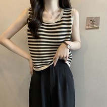 코바늘조끼 민소매 크로쉐 니트 베스트 여름 뜨개 모리룩