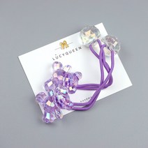 투명 컷팅 곰돌이 방울머리끈(1쌍) 6 color 유아 여아 공주머리끈