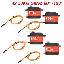 서보모터 방수 학위 대형 토크 디지털 코어리스 알루미늄 메탈 기어 암, 4x 360 30kg 서보