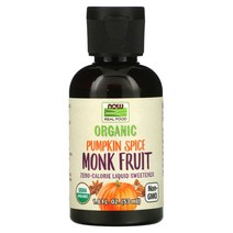 Now Foods (나우 푸드) Real Food Organic Monk Fruit Zero-Calorie Liquid Sweetener Pumpkin Spice 1.8 fl oz