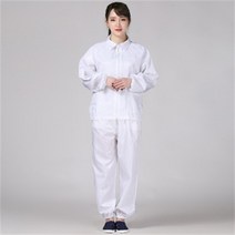 Ogfaour 여름작업복상의 제전분체복 화이트지퍼 쇼트 워크 가을 방진복 무진복 제전복 정전기 방지, 화이트 세트_XXXL