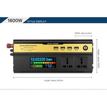 500W 1200W 전원 자동 인버터 DC 12V AC 220V 전압 변환기 Modifizierte Sinus welle Solar Auto Wechselri, 03 1600W12V