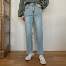 뒷밴딩세미배기핏롤업데님팬츠