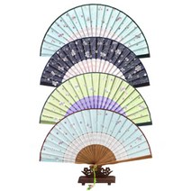 [박씨상방] 이색 미니 실크부채(연두 하늘)-고급부채집+매듭, 색상:녹색연두