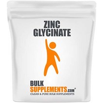 bulksupplements.com 징크 글리시네이트 분말 - 아연 40mg - 비건 아연 보충제 - 원소 아연 - 남성용 아연 보충제 - 비타민 아연 - 여드름용 아연100g -, 1.1파운드1팩