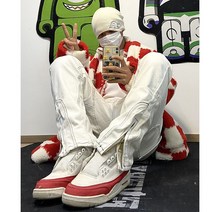 남자 와일드청바지 스트리트 스키니 슬림 패션 캐주얼 코튼 화이트 스트레이트 힙합 헐렁한