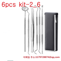 가완이일홈마니 6 팩 치아 청소 도구 스테인레스 스틸 치과 스크레이퍼 치아 위생 세트 입 미러 치과 키트 가족 구강 관리 도구, 6pcs kit-2_6
