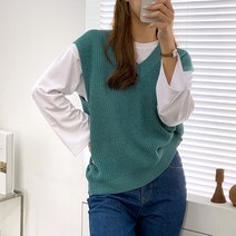 [수키] 브이넥 기본사슬뜨기 니트조끼 1106280