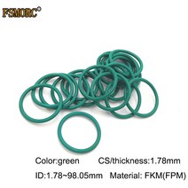 가스켓녹색 FKM o 링 ID1.78mm ~ 98.05mm 두께/CS 내유성 산 및 알칼리 씰링 개스킷 FPM o-링, 69 ID98.05x1.78mm  2pcs