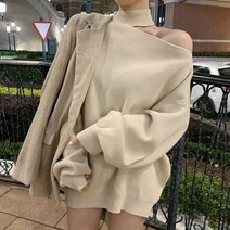 드레스날다 짜릿해 루즈핏 숄더트임 초커 롱 니트(knit524)