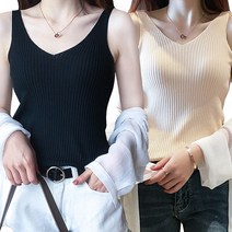 리빙초이스 여성용 브이넥 골지 나시 2종 세트