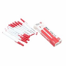아모스 필기용 스틱 뚜겅 볼펜 레드 1.0mm 12P 세트, 단품