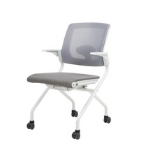 CNS 서울대의자 사무용 회의실용 학원용 독서실용 화이트 화이트 접이식의자, 사륜형, 그레이, 유