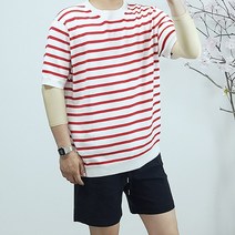 반즈하우스 썸머 린넨 쿨 단가라 반팔 라운드 니트 티셔츠