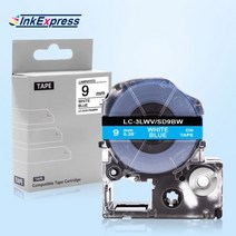 40mm * pvc 리본 스티커 라벨 테이프 엡손 LC-3WBN 용 LW-300 LW-400, [01] 9mm, [12] White on Blue