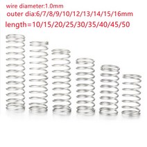 태엽 스프링 인장 볼트 코일 금형 스파이럴 대형 용수철 10 개몫 1.0mm 스테인레스 스틸 압축 외경 6mm 7mm 8mm 9mm 10mm12mm 13mm 14mm 15mm, 25mm, 25mm