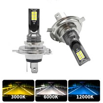 2Pcs 3030 H4 H7 LED 자동차 안개등 H11 H8 H9 H16JP H3 전조등 전구 9005 운전 램프 6000K 12V 24V, 01 H4, 01 12000K Ice Blue