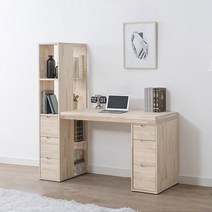 디엘르 렉스 1200 편백나무원목 서랍책상세트, 내추럴