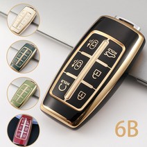 현대 제네시스 G80 GV70 GV80 TPU 4/6/8 버튼 자동차 키 커버 케이스 원격 홀더 액세서리, [02] 4B key case, [01] black, 02 4B key case_01 black