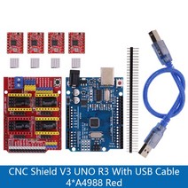 아두이노우노 아두이노 메가 키트 블루투스 R3 CNC Shield V3 조각 기계 3D 프린터 + A4988 DRV8825 AT2100, 02 A4988 Red