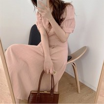 [예쁨시전] 반팔 브이넥 카라 린넨 원피스