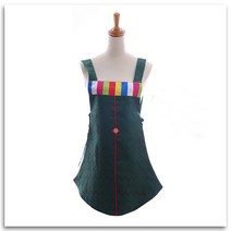 봉봉러브 색동 한복앞치마 실크앞치마 스마일앞치마 (173) 앞치마, 흑록색, 1개