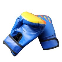 불멍무드등Children Boxing Gloves Professional Breathable PU Leather Flame Gloves Boxing Training Glo, 02 파란