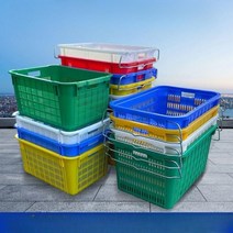 플라스틱 바구니 과일 사과 감귤 수확 보관 상자 농산물상자 과수원 이사박스 겸용, 2호 녹색 (약 60kg 하중)
