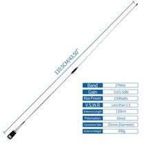 ABBREE CB-04 CB 안테나 110CM 라디오 27MHz PL259 남성 차량 트럭 모바일 호환, 한개옵션0